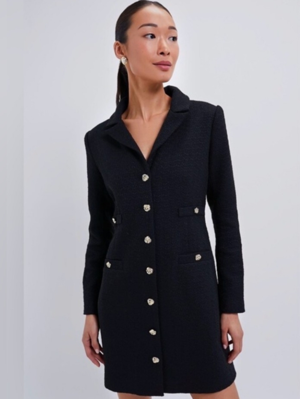 Noir Tweed Stacie Dress Xxl Black